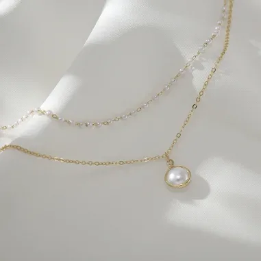 Collier Perles Victoria Bradley - Acier plaqué or fin — vue 3