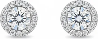 Boucles d'oreilles clous ronds APM Monaco argent 925 et oxydes de zirconium