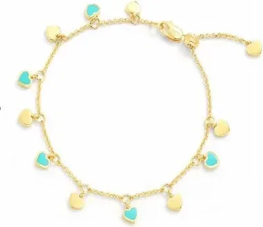 Bracelet APM Monaco Ajustable Placage Or Jaune Breloques Mini-Cœurs