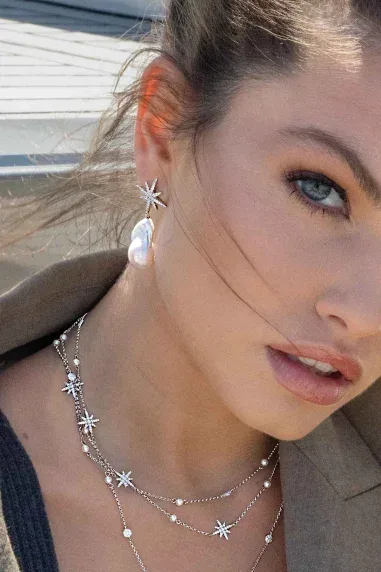 Collier Versatile APM Monaco - Chaîne Argent, Perles et Météorites — vue 2