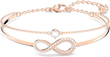 Bracelet Infinity Swarovski - Plaqué Or Rose et Cristaux Blancs