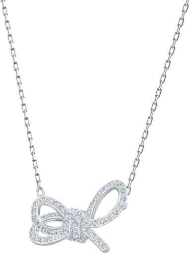 Collier Lifelong Bow Swarovski - Nœud rhodié et cristaux — vue 2