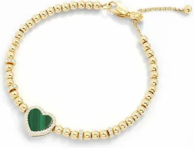 Bracelet Cœur Malachite APM Monaco - Or jaune ajustable