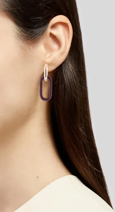 Boucle d'oreille APM Monaco plaqué doré rose et zirconium fuchsia — vue 2