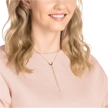 Collier Swarovski en Y Duo Moon plaqué or — vue 3