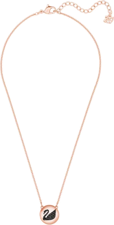 Collier Swarovski Hall Swan Plaqué Or Rose et Cristaux Noirs — vue 2