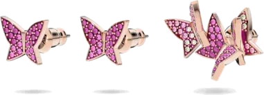 Clous d'Oreilles Lilia Swarovski - Papillons Plaqué Or Rose — vue 2
