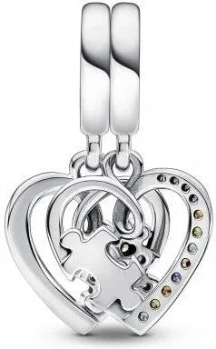 Charm Pendant Séparable Cœurs et Puzzle de l'Amitié Multicolore