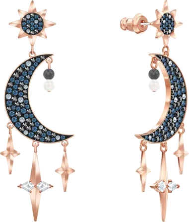 Boucles d'oreilles Symbolic - Lunes et Étoiles Plaqué Or Rose — vue 3