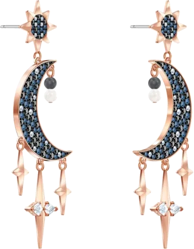 Boucles d'oreilles Symbolic - Lunes et Étoiles Plaqué Or Rose — vue 2