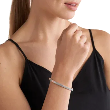 Bracelet Jonc Michael Kors Logo MK Argent 925 et Or Rose — vue 3