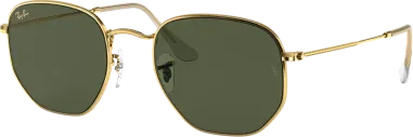 Lunettes de soleil Ray-Ban Hexagonal Flat Lenses dorées et vert