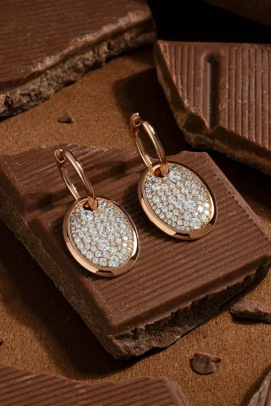 Boucles d'Oreilles Festival Ovales Chocolat APM Monaco — vue 4