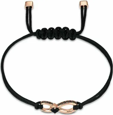 Bracelet Infinity Swarovski Plaqué Or Rose et Cordon Noir — vue 3
