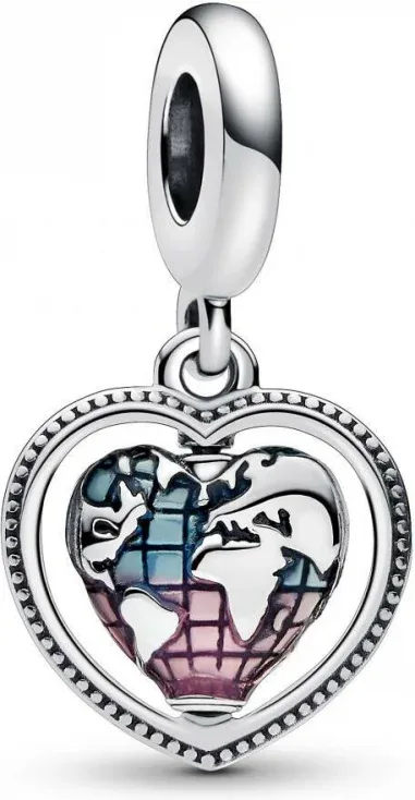 Charm Pendant Globe Rotatif Cordiforme Multicolore