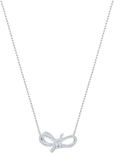 Collier Lifelong Bow Swarovski - Nœud rhodié et cristaux