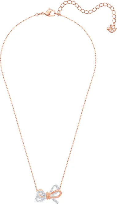Collier Lifelong Swarovski - Nœud or rose et cristaux — vue 2