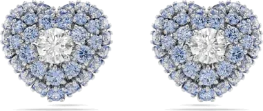 Boucles d'oreilles Swarovski Idyllia cœurs cristaux bleus et blancs