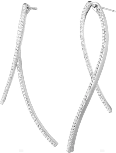 Boucles d'oreilles géométriques APM Monaco argent et cristaux — vue 3