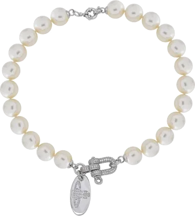 Choker Vivienne Westwood Perles Blanches et Cristaux