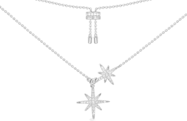 Collier ajustable APM Monaco doubles étoiles météorites argent 925