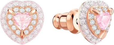 Boucles d'oreilles Swarovski One or rose et cristaux blancs