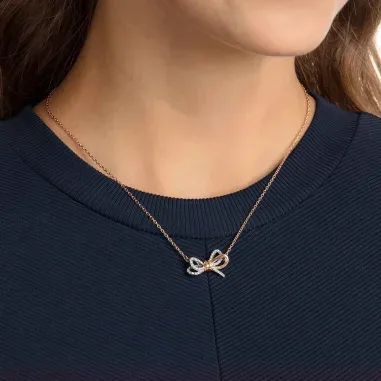 Collier Lifelong Swarovski - Nœud or rose et cristaux — vue 4