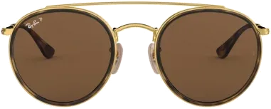 Lunettes de soleil Ray-Ban Round Double Bridge Or polarisées — vue 2