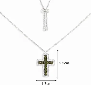 Collier Ajustable Croix Pavé Vert Kaki APM Monaco — vue 3