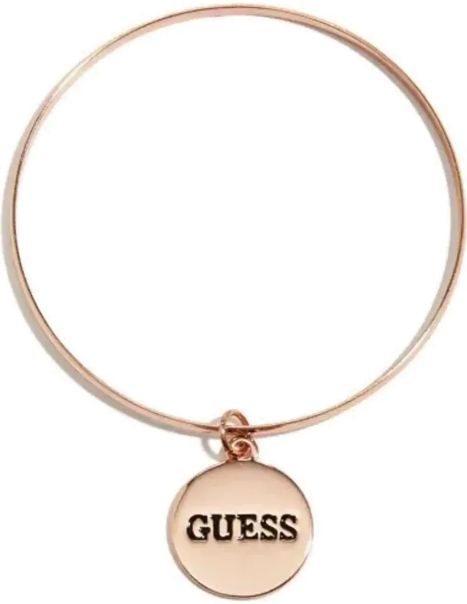 Bracelet Guess rigide or rose avec médaillon logo