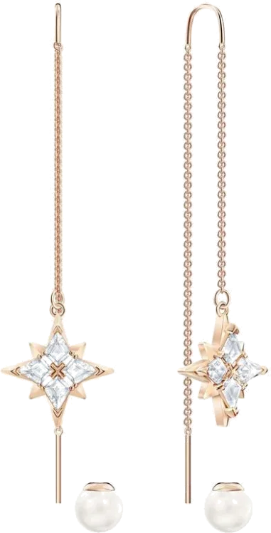 Boucles d'oreilles Symbolic Chain - Or rose, cristaux et perles — vue 3