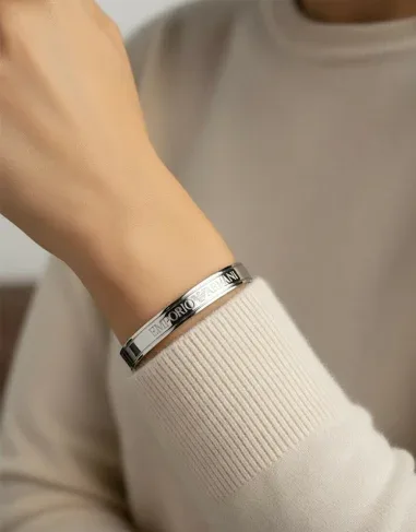 Bracelet Manchette Emporio Armani Acier Argenté — vue 3
