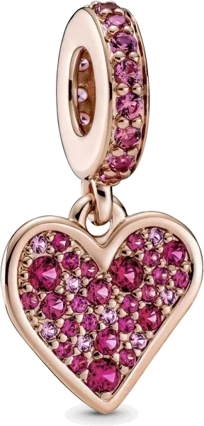 Charm Coeur Pavé de Cristaux - Pandora Plaqué Or Rose