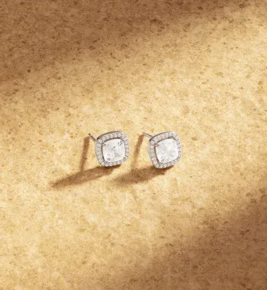 Boucles d'oreilles clous carrés APM Monaco argent 925 et pierres — vue 3