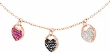 Collier Choker Ginger Swarovski - Or Rose et Cœurs Multicolores — vue 2