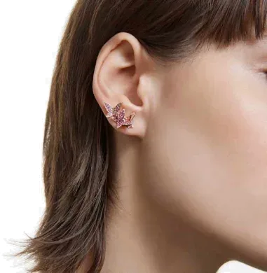 Clous d'Oreilles Lilia Swarovski - Papillons Plaqué Or Rose — vue 3