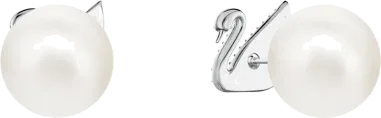 Boucles d'oreilles Swarovski cristaux et perles rhodium — vue 4