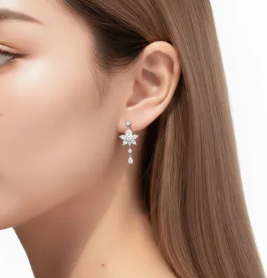 Boucles d'oreilles pendantes APM Monaco fleurs et gouttes argent 925 — vue 3