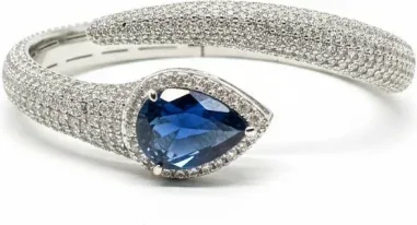 Bracelet Jonc Serpent APM Monaco - Argent 925 et Pierre Bleue