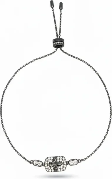 Bracelet APM Monaco médaille fleur de lys argent noir