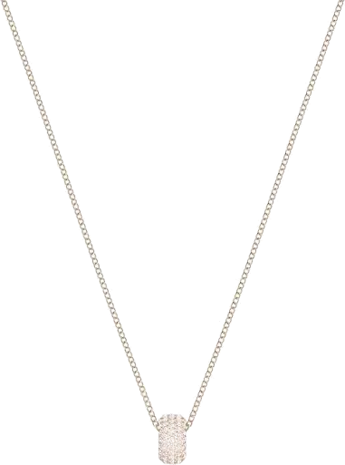 Collier Swarovski Stone Round plaqué or rose cristaux blancs