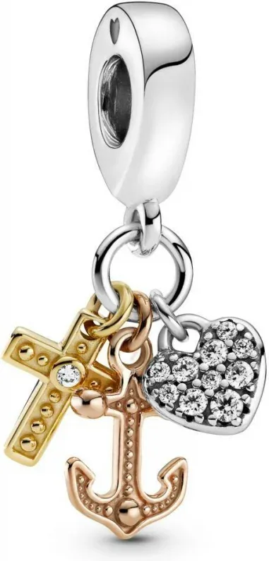 Charm Pandora Pendant Argent Triple Symbolique Tricolore