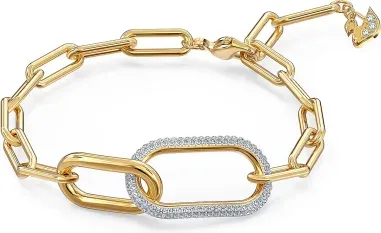 Bracelet Time Swarovski Maillons Plaqué Or et Cristaux Blancs