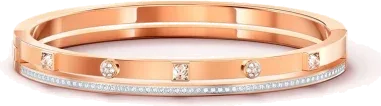 Bracelet Jonc Swarovski Plaqué Or Rose et Cristaux Blancs