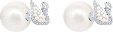 Boucles d'oreilles Swarovski cristaux et perles rhodium — vue 2