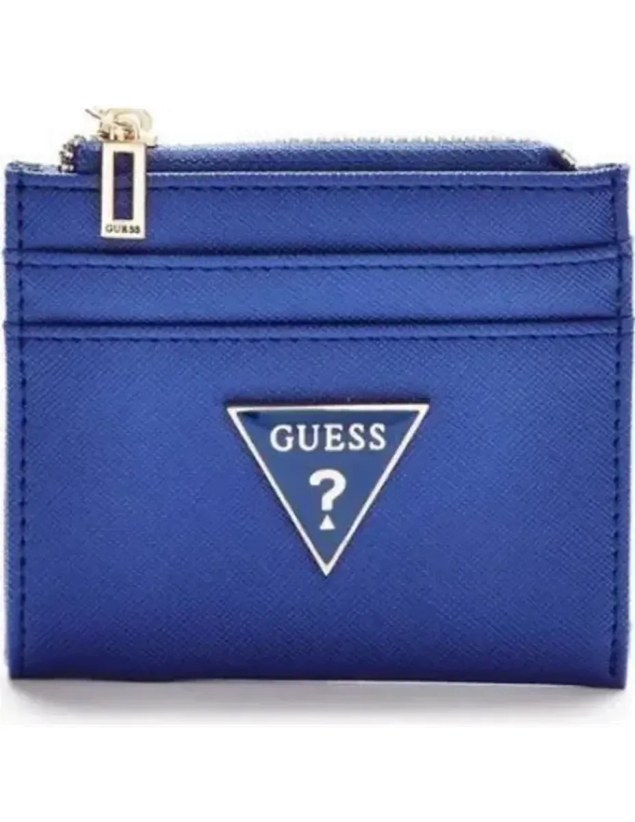 Portefeuille Guess zippé bleu