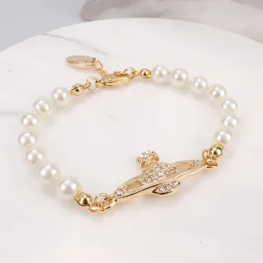 Bracelet Vivienne Westwood Bas Relief Perles Blanches — vue 4