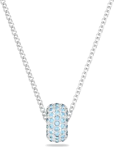 Collier Stone Round Swarovski - Cristaux Bleus Rhodié