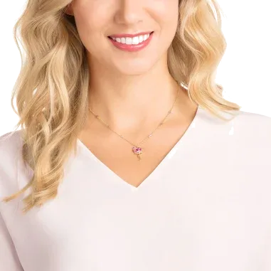 Collier Flamingo Swarovski plaqué or et cristaux roses — vue 2
