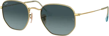 Lunettes de soleil hexagonales Ray-Ban Flat Lenses - Doré et dégradé bleu